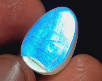Rare Royal Blue MoonstoneWhite Rainbow Moonstone Cabochon: Polished Moonstone Crystals