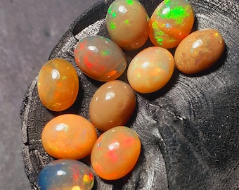 Ethiopische opaal cabochons: ovale Welo Opal sieraden maken (9 x 7 mm, 10 st, 15,00 karaat)