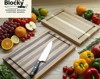 Handmade Hardwood Cutting Board: Walnut & Ash Design (15x9 inch)