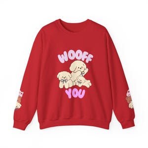 Hondenliefhebber sweater met ronde hals, schattige trui met inslag als cadeau, schattige katoenen trui met ronde hals
