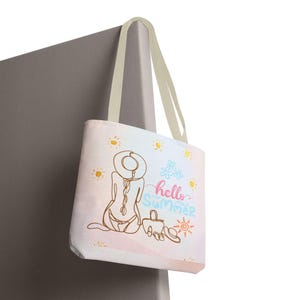 Hello Summer-draagtas | Strandtas, zomerbenodigdheden, schattige draagtas, milieuvriendelijk