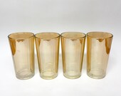 Vintage Marigold Carnival Glass Peach Lustre Tumblers Set of Four Collectible Depression Glass Retro Barware