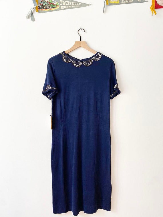 1930s Art Deco Knit Dress, Women's Knit Dress with