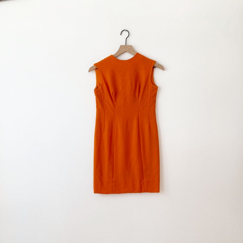 Orange Sheath Dress Orange Dress Small Vintage Dress Women/'s Wool Dress 1950/'s Orange Wool Sheath Dress Wool Vintage Dress
