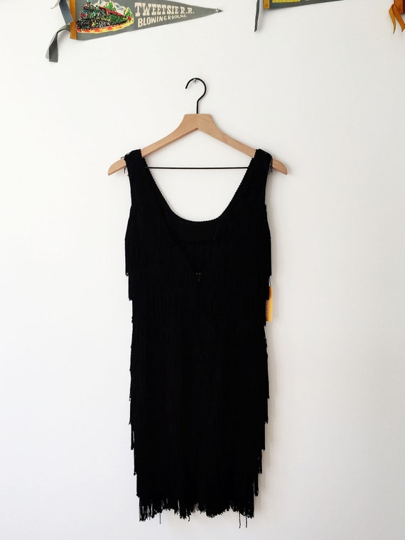 Black Fringe Flapper Dress, Black Fringe Dress, Bl