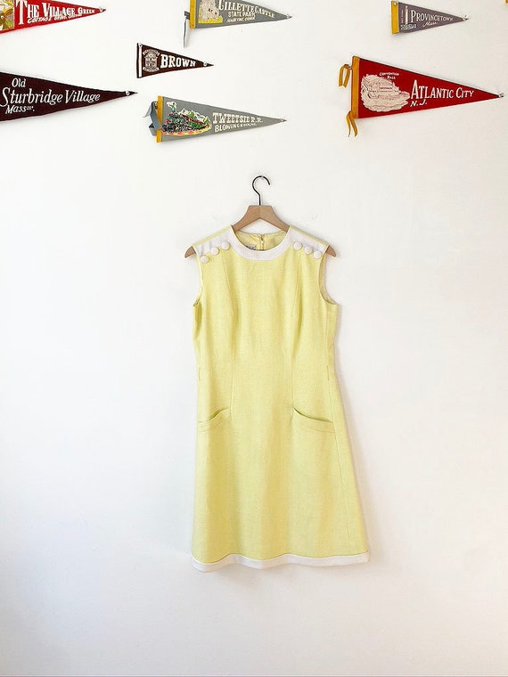 1960’s Yellow and White dress, Vintage Yellow Dres