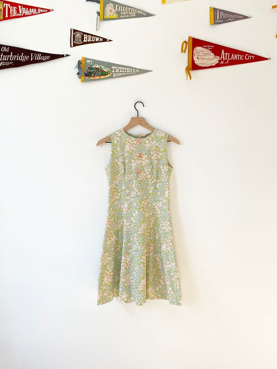 Mod Vintage Floral Dress with Gem Buttons, Vintage