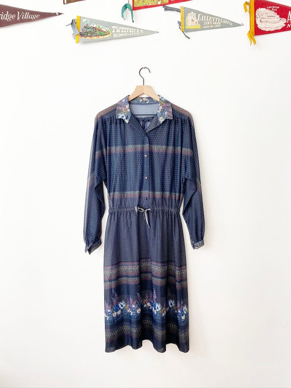 1970's Floral Floor Length Dress, Vintage Dress, P