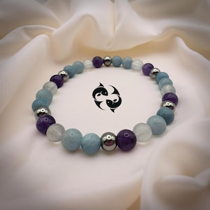 Zodiac sign Pisces – Gemstone bracelet – Healing stone jewelry with meaning – Astro bracelet handmade – Gift for Pisces woman