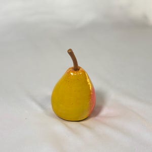 Handmade Clay Pear – Realistic Fake Fruit for Rustic Kitchen Decor or Tiered Tray Display