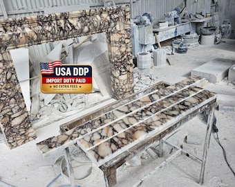 Calacatta Viola Marble Fireplace Mantel, Luxury Natural Stone Surround (USA DDP)