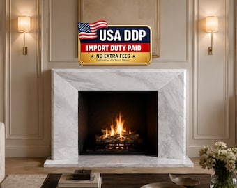 Handmade Carrara Marble Fireplace Mantel Surround, Solid Stone Frame (USA DDP)