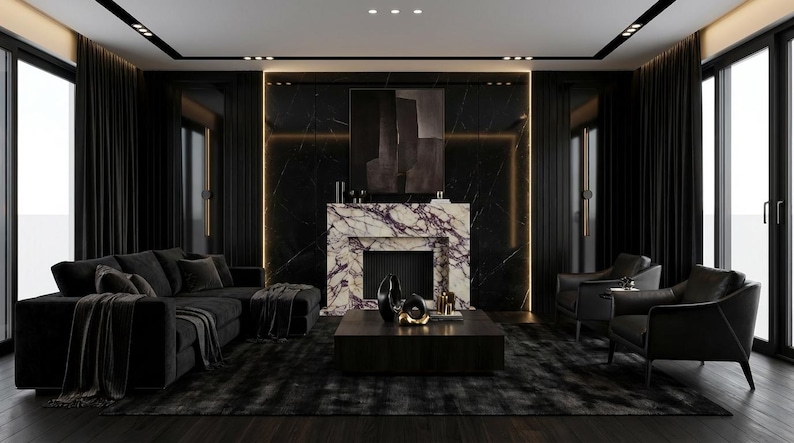 Calacatta Viola Marble Fireplace Mantel Surround, Handmade Luxury (USA DDP) image 3