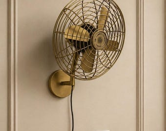 Handmade Nautical Brass Finish Wall Fan  Retro Hanging Style Fan Wall Décor 20 Inch