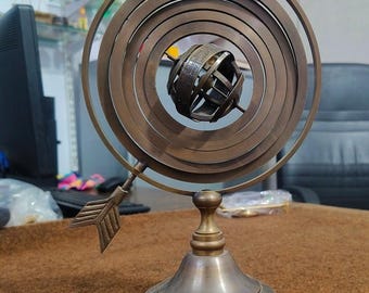 Vintage Style Brass Armillary Sphere, Nautical Celestial Globe, Office Decor