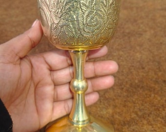 Handmade Solid Brass Chalice Goblet | Medieval-Inspired Communion Cup Artisan Crafted