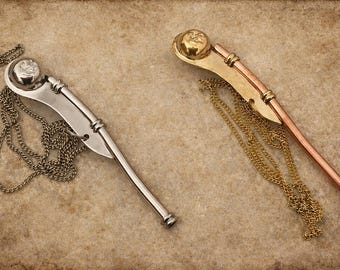 Handcrafted Brass Bosun Pipe | Boatswain Whistle | Nautical Call Pipe 2 Set Brass Silver