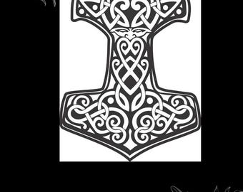 Vector Files, Laser Cutting Hammer of Thor Design Cdr, Eps, Dxf, Dwg and SVG