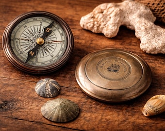 Nautical Brass Compass | Vintage Style Engraved Marine Navigation Tool 2 Inch