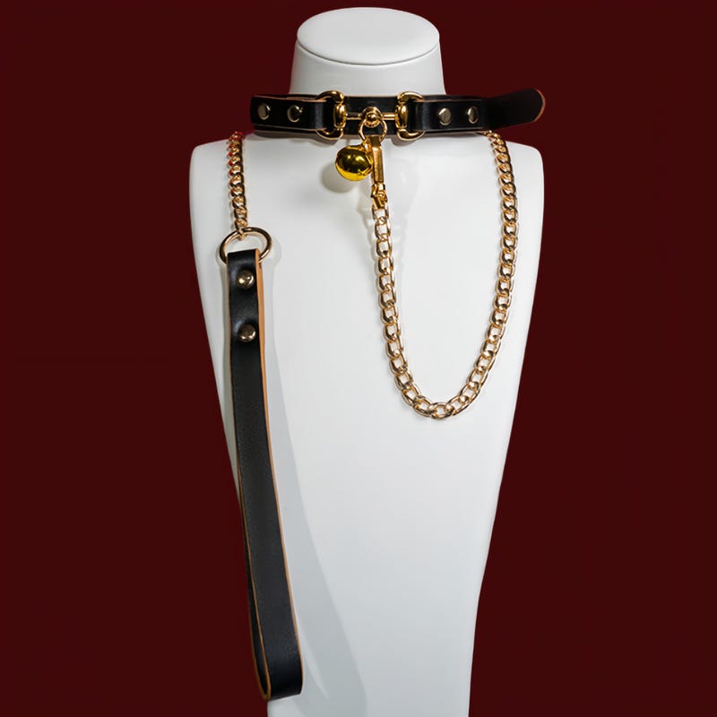 Submissive Sissy Slave Bell Choker and Leash main image 1