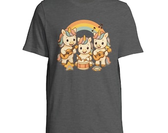 Cute Unicorn Band Unisex Shirt Cute Unicorn Band Rainbow Music T-Shirt, Gift for Kids and Adults