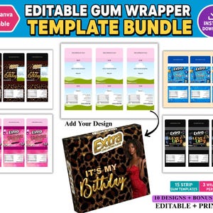 15 Strip Extra Gum Wrapper Template Graduation Party Printable Gum Wrapper Editable Party Favor Template Printable Gum Box Candy Gum Wrapper
