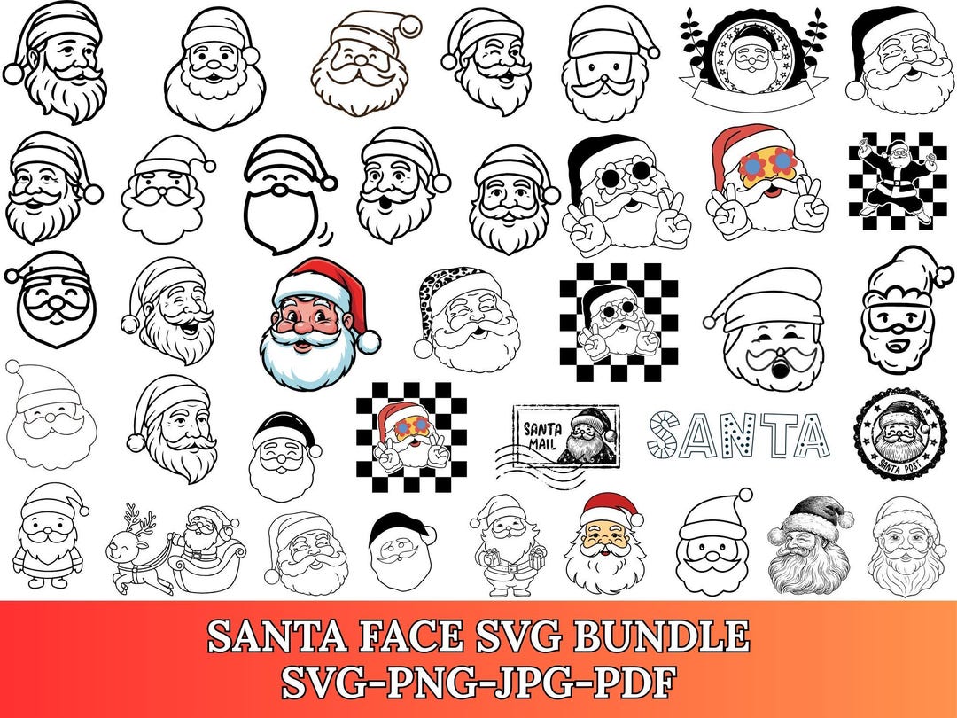 Santa Claus SVG Bundle | Christmas Clipart, Vector Files (digital ...
