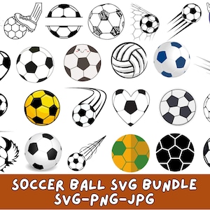 サッカーボールのクリップアート：SVG、PNG、JPG（デジタルダウンロード）