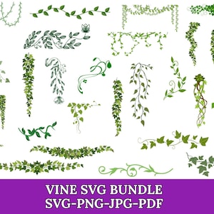 Vine Silhouette SVG: Leaf Vines Vector Graphics (PNG,SVG)
