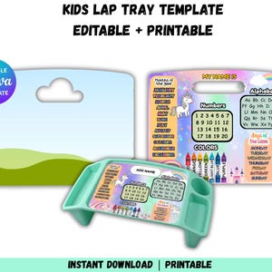 Bearbeitbare Kids Lap Tray Vorlage Canva | Tablett Design Printable | DIY Runde Schreibtisch Einsatz | Digital Download Tablett Grafikdatei