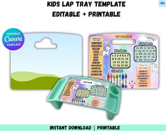 Editable Kids Lap Tray Template Canva | Bed Tray Design Printable | DIY Lap Desk Insert | Digital Download Tray Artwork File
