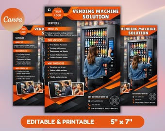 Vending Machine Business Brochure Template: Customizable Canva Flyer (Digital Download)