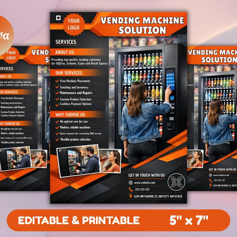 Machine Sign Templates Vending Brochure Template - Etsy