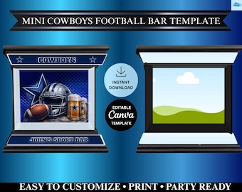Cowboys Football Mini Bar Template | Editable Canva Mini Bar Sign | Sport Bar Decor| Party Snack Bar| Dallas Cowboys Mini Bar | PDF Download