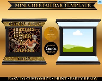 Editable Mini Cheetah Bar Template Canva | Safari Party Decor | Jungle Birthday Snack Bar | Printable Treat Table | Instant Download