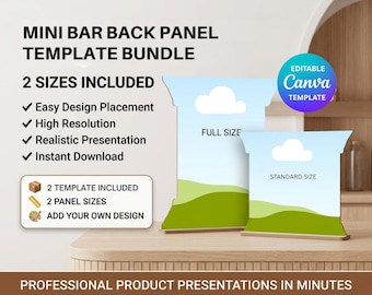 Mini Bar Back Panel Template | Editable Mini Bar Display | 2 Back Panel Sizes Included | Dollar Tree Mini Bar Mockup | Instant Download