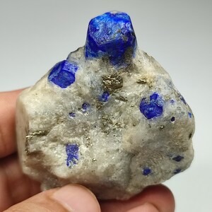Lapis lazuli perfect crystal combine with pyrite on Matrix from Afghanistan. &quot;128 gm&quot;