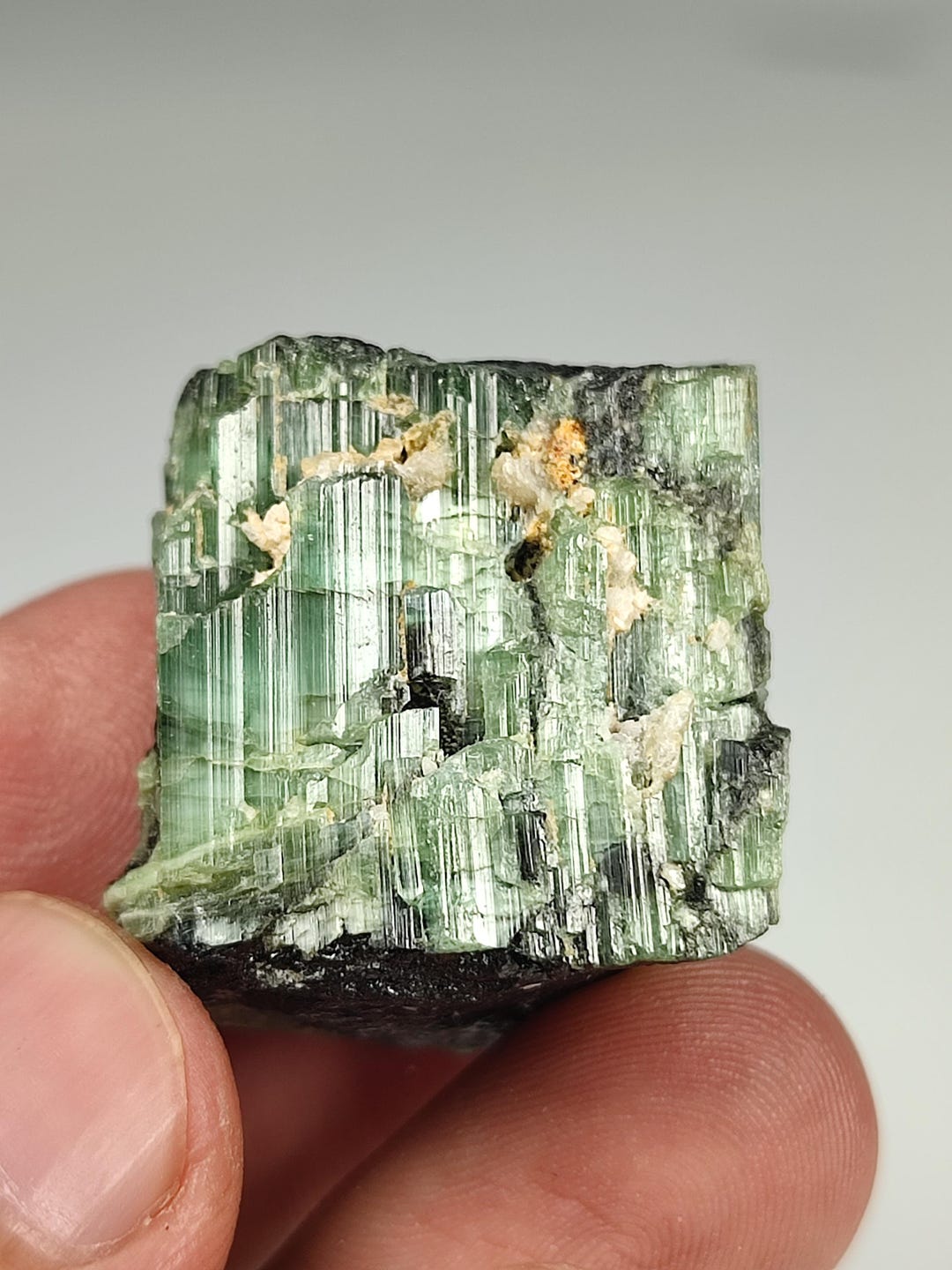 Green Tourmaline Crystal With Albite, Pakistan Mineral Specimen (26 Gm ...