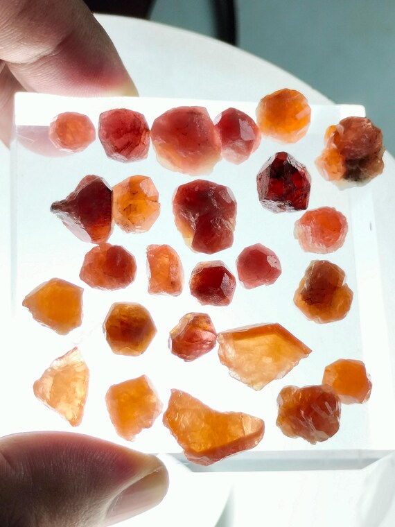 Rare Orange Spessartine Garnet Crystals Lot From Laghman