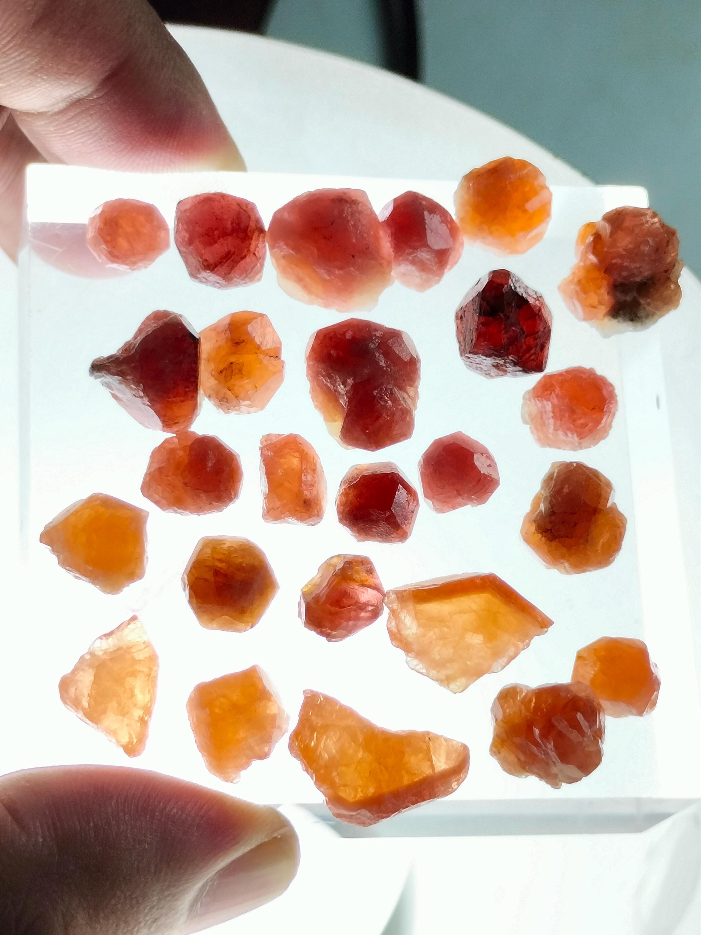 Rare Orange Spessartine Garnet Crystals Lot From Laghman
