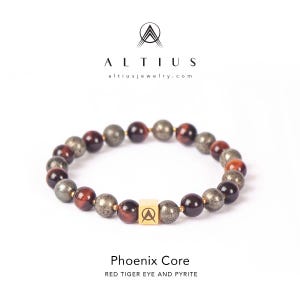 Pulsera de Ojo de Tigre Rojo y Pirita: Fuerza, Coraje, Abundancia, Prosperidad y Protección