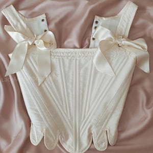 18th-century laced corset in Rococo style, historically accurate with boning and lacing, made of taffeta, handcrafted to measure in your desired color. image 1