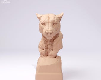 Busto de Leão da Montanha – Modelo Impresso em 3D – Sem Pintura – Miniaturas de Animais – Resina