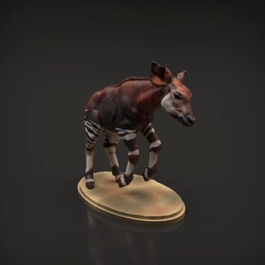Okapikalv – 3D-utskriven modell – Omålad – Djurminiatyrer – Resin
