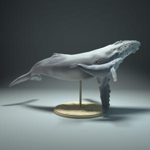 Humpback Whale and Calf – 3D Printed Model - Unpainted - Animals Miniatures - Resin