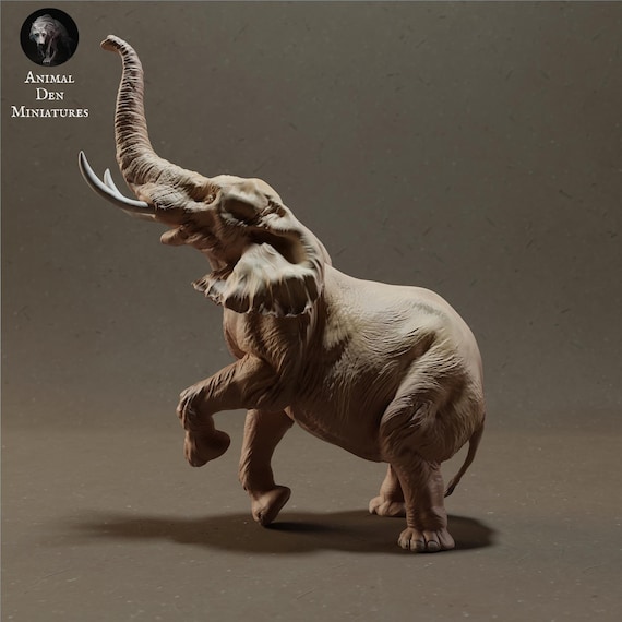 アフリカゾウ（雄） - 3Dプリントモデル - 未塗装 - 動物ミニチュア