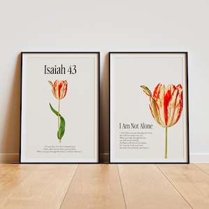 ISAIAH 43 Christian Wall Art – Set of 2 Minimalist Botanical Posters | Bible Verse Scripture | Instant Digital Download