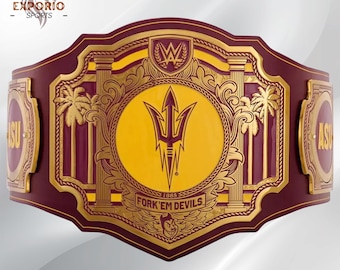 Maroon & Gold Desert Pitchfork Championship Replica Belt | Brass , Zinc Wrestling Title