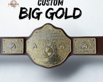 World Heavyweight Big Gold Replika Champion-Gürtel mit Premium Lederband