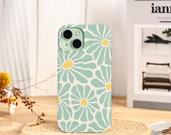Green Retro Floral Phone Case for iPhone 16 15 Pro Max, iPhone 16e 16 15 14 13 iPhone 13 12 Mini SE Pro XR XS Cute iPhone Cover Gift for Her